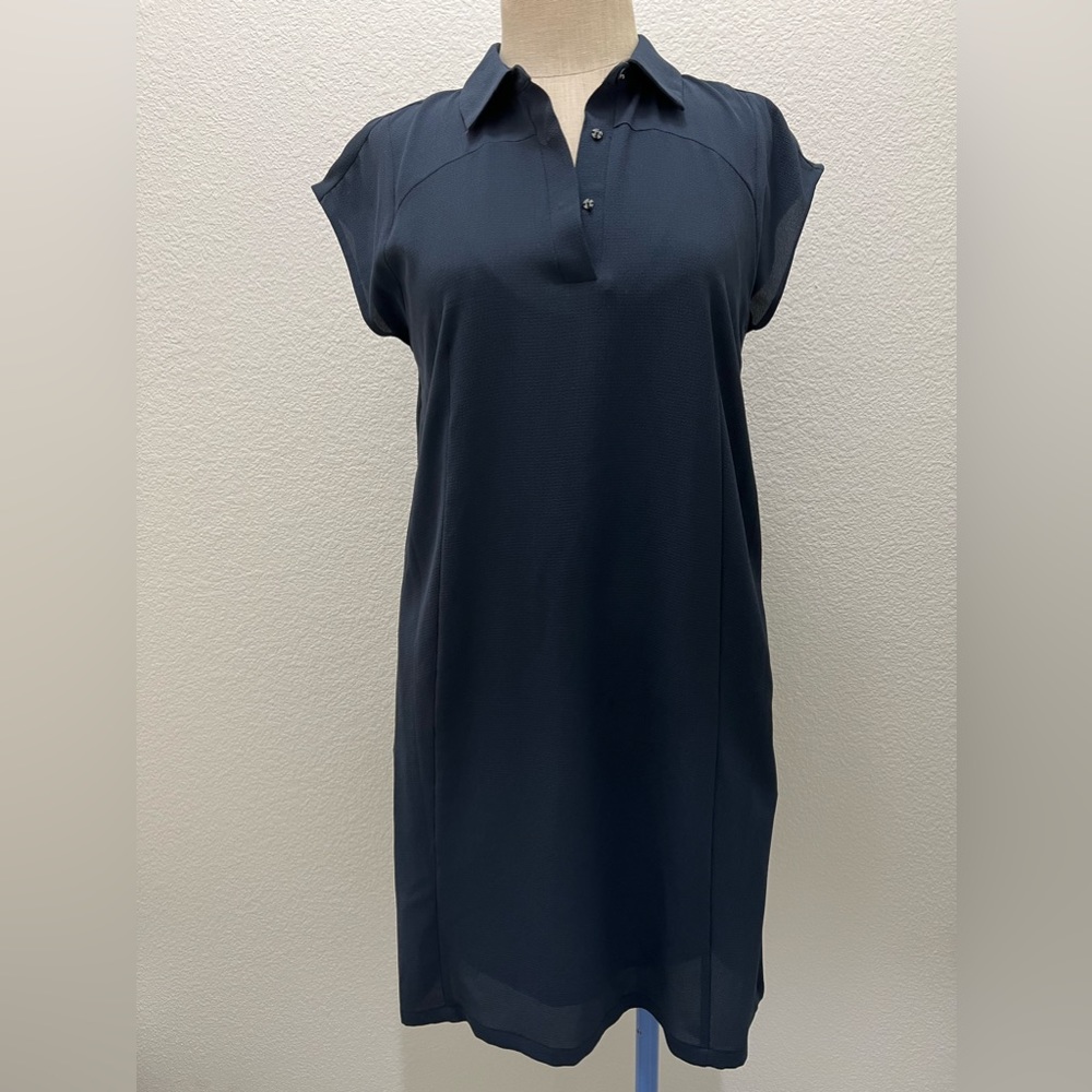 Simply Vera Women’s Racer Stripe Shift Dress With Pockets Navy Blue Size Small
